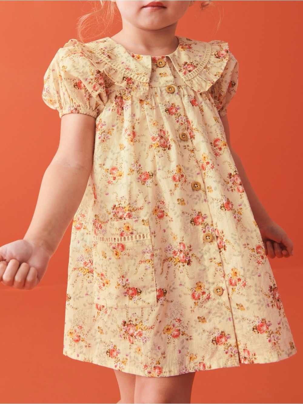 NEXT Kids' Floral Puff Sleeve Dress